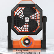 Outdoor Infinitely Variable Speed Portable Large Wind Charging Camping Lighting Fan(Black Orange)