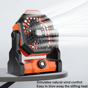 Outdoor Infinitely Variable Speed Portable Large Wind Charging Camping Lighting Fan(Black Orange)