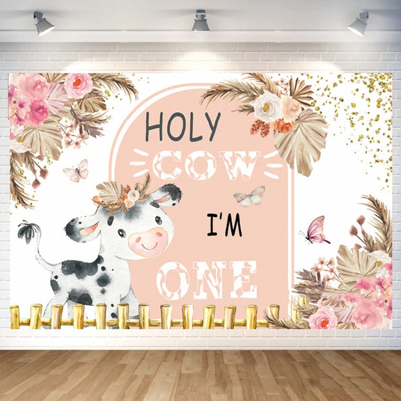 210x150cm Dairy Cow 1st Birthday Party Decoration Banner Hanging Flag Background Cloth