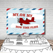 210x150cm Cartoon Small Aircraft Children Birthday Background Cloth