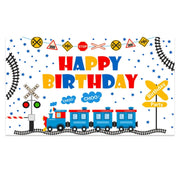 210x180cm Train Cartoon Children Birthday Background Cloth Faber Decoration