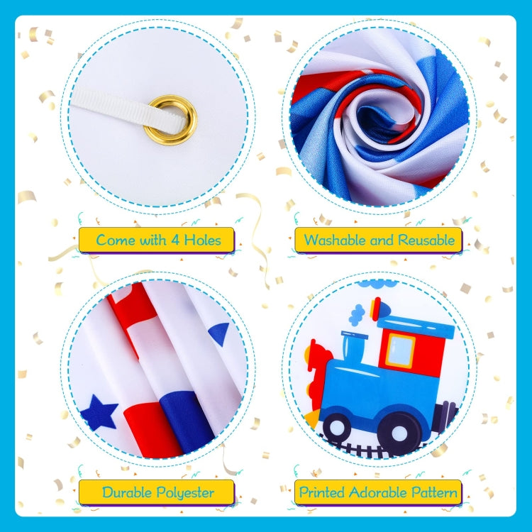 180x180cm Train Cartoon Children Birthday Background Cloth Faber Decoration
