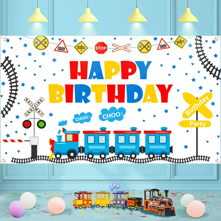 210x180cm Train Cartoon Children Birthday Background Cloth Faber Decoration