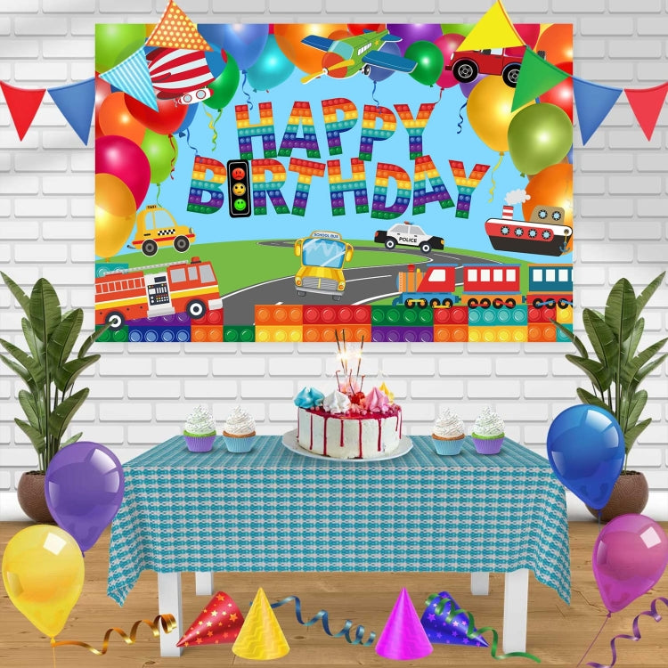 210x180cm Train Fire Truck Party Background Cloth