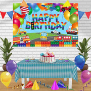 210x180cm Train Fire Truck Party Background Cloth