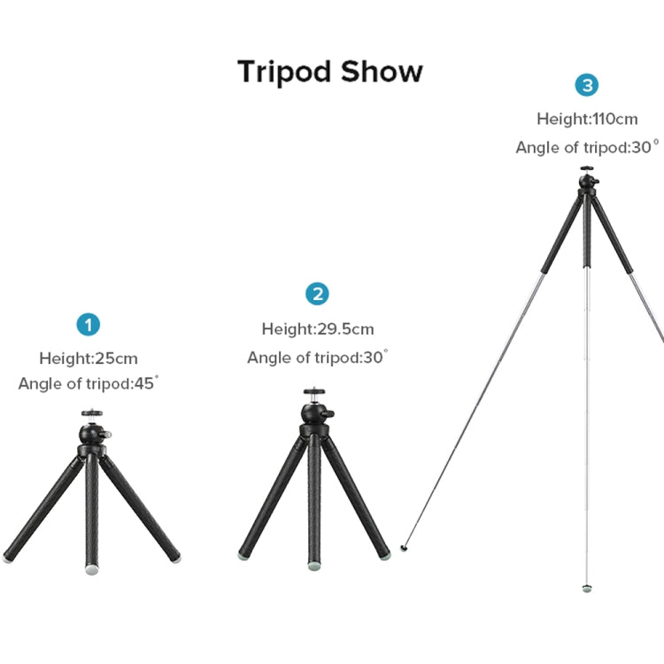APEXEL APL-JJ09 Mobile Selfie Live Streaming Portable Stretch Telephoto Tripod(Black)