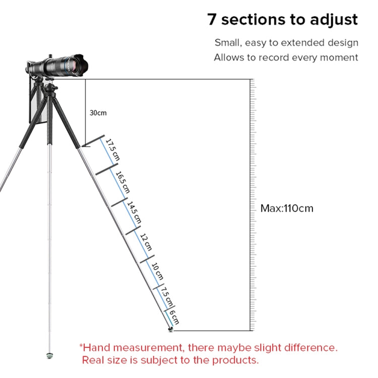 APEXEL APL-JJ09 Mobile Selfie Live Streaming Portable Stretch Telephoto Tripod(Black)