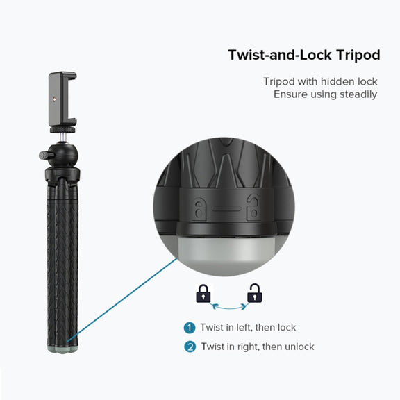 APEXEL APL-JJ09 Mobile Selfie Live Streaming Portable Stretch Telephoto Tripod(Black)