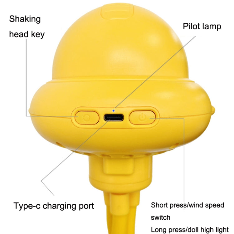 Shaking Head Stroller Fan Leafless Octopus Mute Portable Mini Fan Normal Version (Yellow)