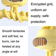 Shaking Head Stroller Fan Leafless Octopus Mute Portable Mini Fan Normal Version (Yellow)