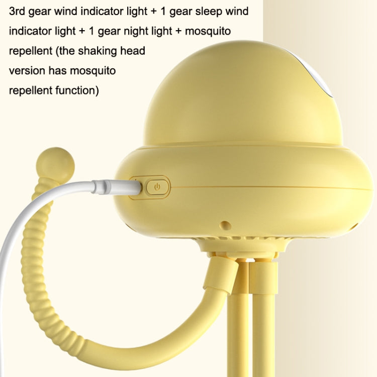 Shaking Head Stroller Fan Leafless Octopus Mute Portable Mini Fan Normal Version (Yellow)