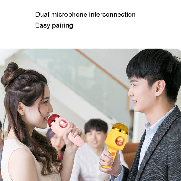 Children Wireless Microphone Bluetooth Phone Singing Microphone(Pink)