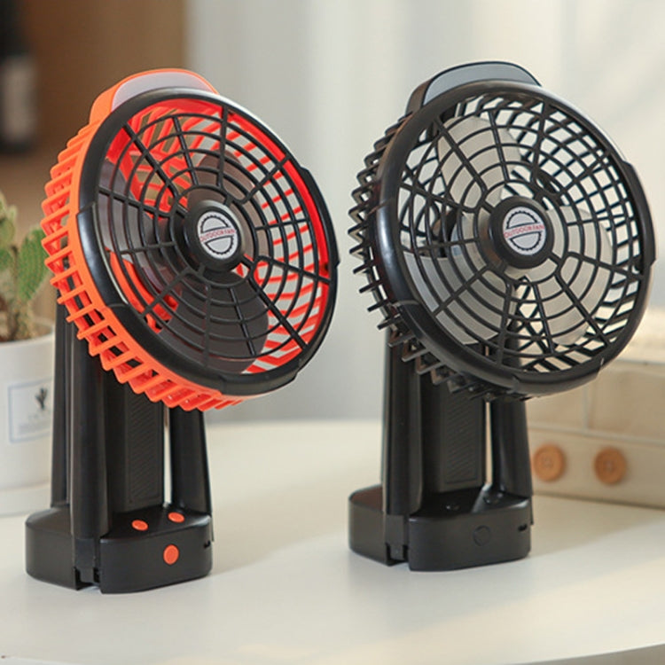 Outdoor Camping USB Charging Fan Tent Swing Head Fan With Tripod LED Light(Black Orange)