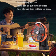 Outdoor Camping USB Charging Fan Tent Swing Head Fan With Tripod LED Light(Black Orange)