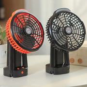 Outdoor Camping USB Charging Fan Tent Swing Head Fan With Tripod LED Light(Black Orange)