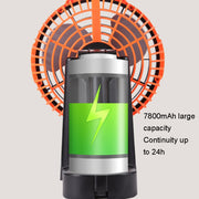 Outdoor Camping USB Charging Fan Tent Swing Head Fan With Tripod LED Light(Black Orange)