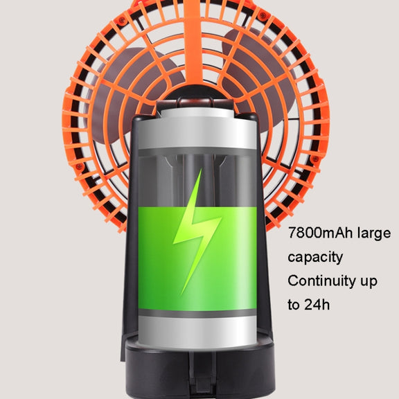 Outdoor Camping USB Charging Fan Tent Swing Head Fan With Tripod LED Light(Black Orange)