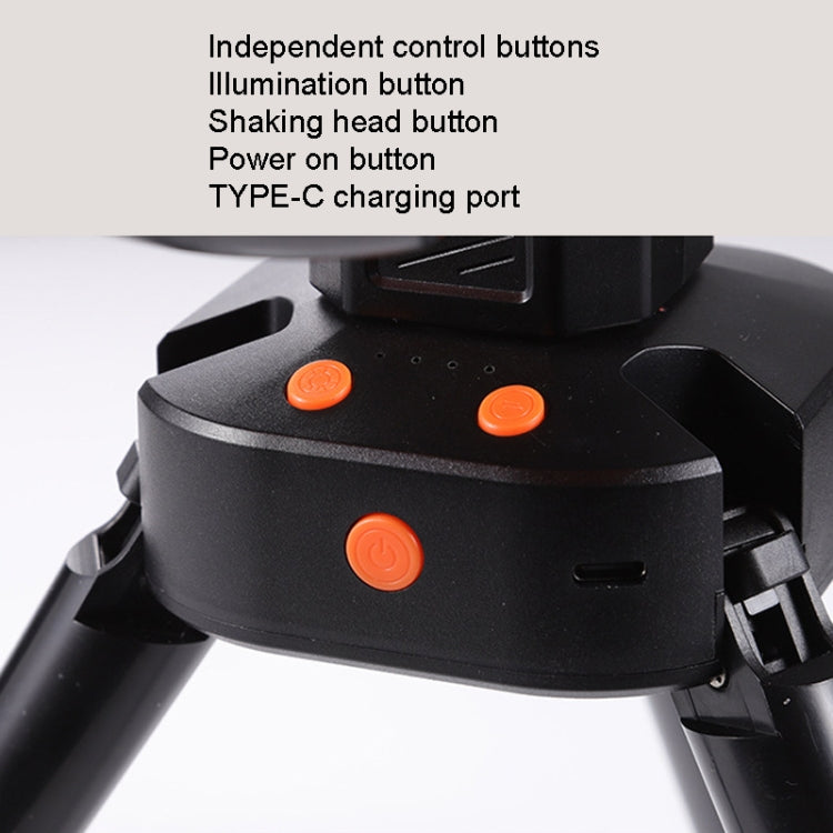 Outdoor Camping USB Charging Fan Tent Swing Head Fan With Tripod LED Light(Black)