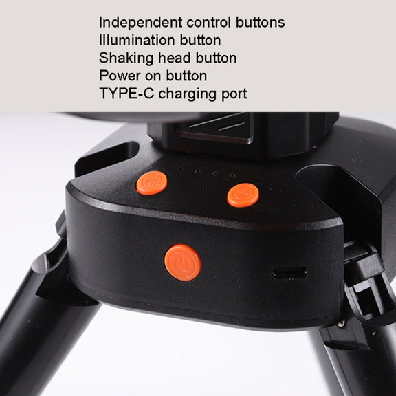 Outdoor Camping USB Charging Fan Tent Swing Head Fan With Tripod LED Light(Black)