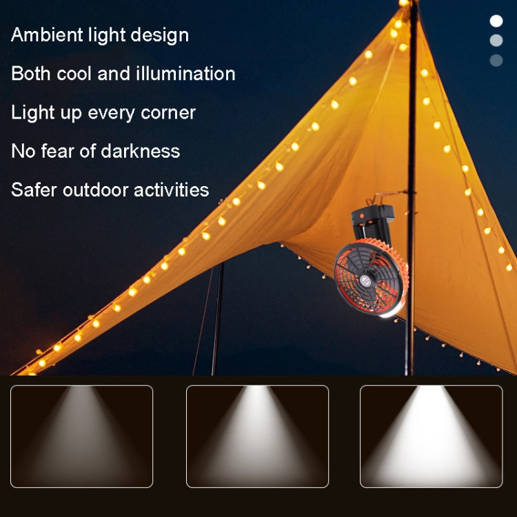 Outdoor Camping USB Charging Fan Tent Swing Head Fan With Tripod LED Light(Black Orange)
