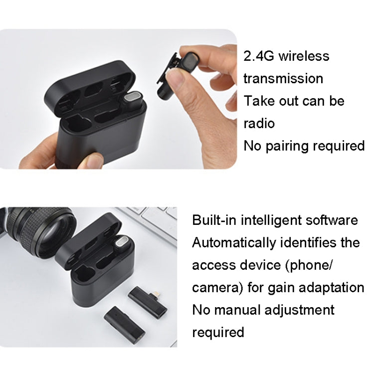 1 In 2 Wireless Collar Wheat With Charging Warehouse Phone Live Broadcast Interview Noise Reduction Collar Microphone(8 Pin Interface)