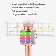 WS-858L LED Light Flashing Wireless Capacitance Microphone Comes With Audio Mobile Phone Bluetoon Live Microphone(Gold)