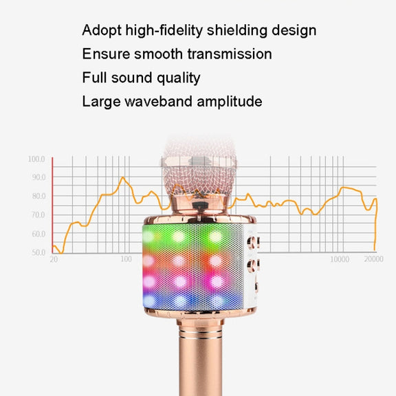 WS-858L LED Light Flashing Wireless Capacitance Microphone Comes With Audio Mobile Phone Bluetoon Live Microphone(Gold)