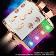 WS-858L LED Light Flashing Wireless Capacitance Microphone Comes With Audio Mobile Phone Bluetoon Live Microphone(Gold)