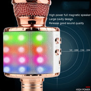 WS-858L LED Light Flashing Wireless Capacitance Microphone Comes With Audio Mobile Phone Bluetoon Live Microphone(Gold)