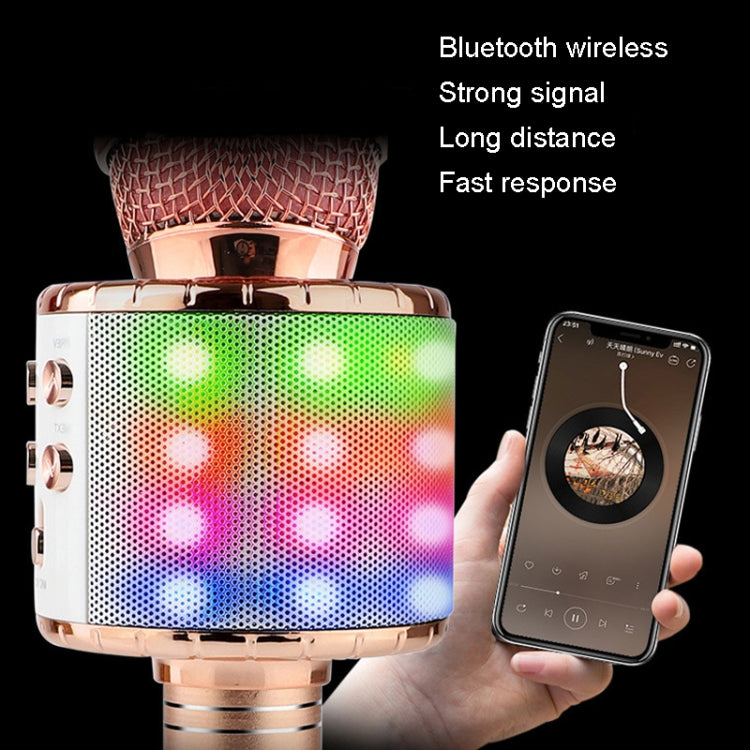 WS-858L LED Light Flashing Wireless Capacitance Microphone Comes With Audio Mobile Phone Bluetoon Live Microphone(Gold)