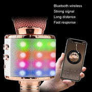 WS-858L LED Light Flashing Wireless Capacitance Microphone Comes With Audio Mobile Phone Bluetoon Live Microphone(Gold)
