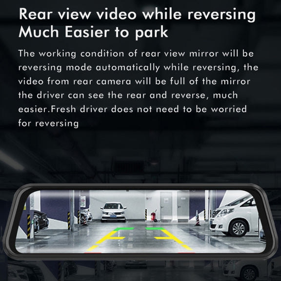 Anytek M12+ 9.66 Inch Large Screen Dual-Record Driving Recorder 2K Touch Screen Parking Video Reversing Image