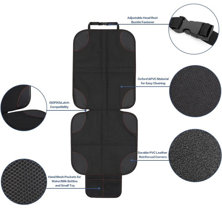 2pcs Child Car Seat Protector Non-Slip Base Material + Water-resistant 600D Fabric(Red Line)