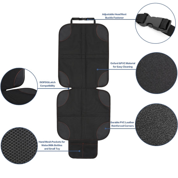 2pcs Child Car Seat Protector Non-Slip Base Material + Water-resistant 600D Fabric(Red Line)