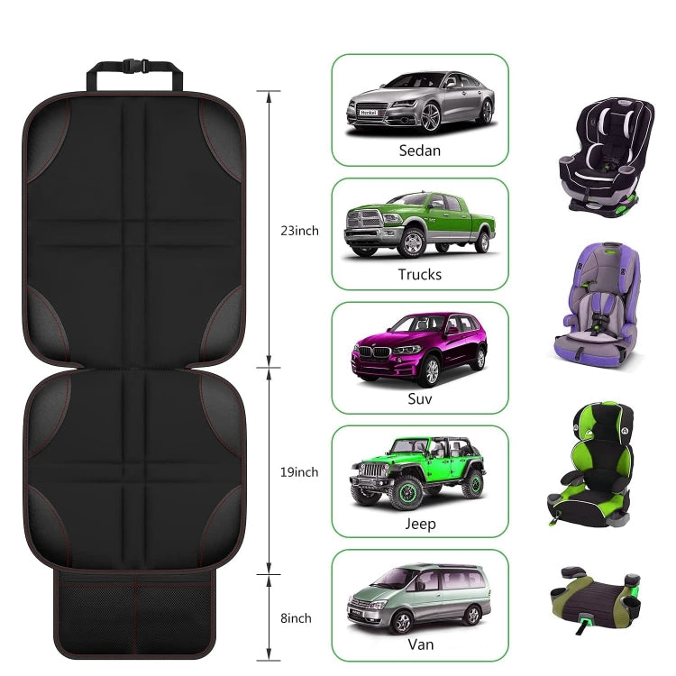 2pcs Child Car Seat Protector Non-Slip Base Material + Water-resistant 600D Fabric(Red Line)