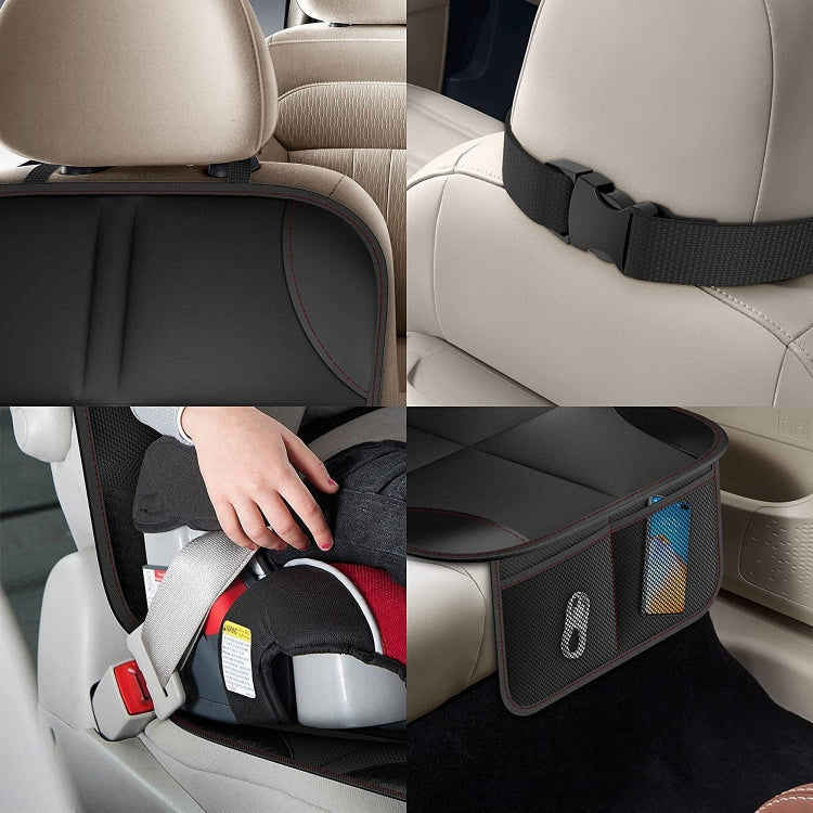 2pcs Child Car Seat Protector Non-Slip Base Material + Water-resistant 600D Fabric(Red Line)