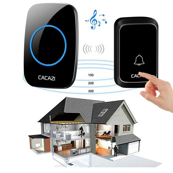 CACAZI A06-DC 1 To 1 Battery Type Smart Home Wireless Water-resistant Music Doorbell(Black)