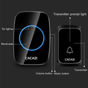 CACAZI A06-DC 1 To 1 Battery Type Smart Home Wireless Water-resistant Music Doorbell(Black)
