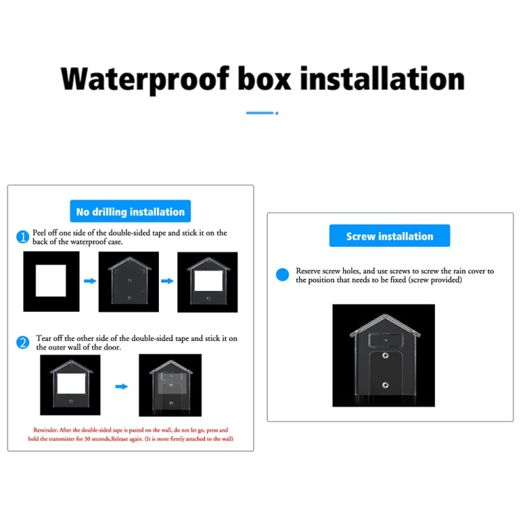 Wireless Doorbell Water-resistant Cover Outdoor Doorbell Transparent Rain Protection Case(E30)