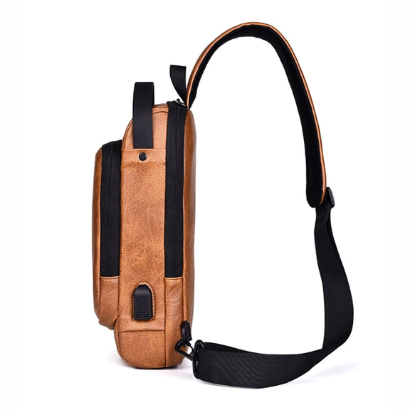 WEIXIER X318 Single Shoulder Crossbody Male Water-resistant Anti-Theft Small Backpack(Light Brown)