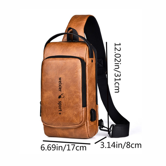 WEIXIER X318 Single Shoulder Crossbody Male Water-resistant Anti-Theft Small Backpack(Light Brown)