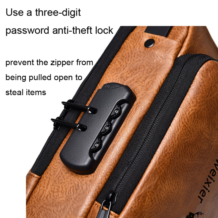 WEIXIER X318 Single Shoulder Crossbody Male Water-resistant Anti-Theft Small Backpack(Light Brown)