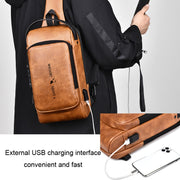 WEIXIER X318 Single Shoulder Crossbody Male Water-resistant Anti-Theft Small Backpack(Light Brown)
