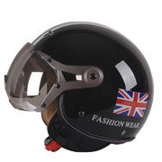 GXT Electric Vehicle Half Cover Helmet Four Seasons Retro Helmet, Size: M(Bright Black Flower)