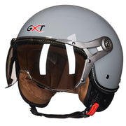 GXT Electric Vehicle Half Cover Helmet Four Seasons Retro Helmet, Size: M(Cement Gray)
