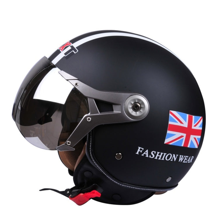 GXT Electric Vehicle Half Cover Helmet Four Seasons Retro Helmet, Size: L(Matte Black Flower)