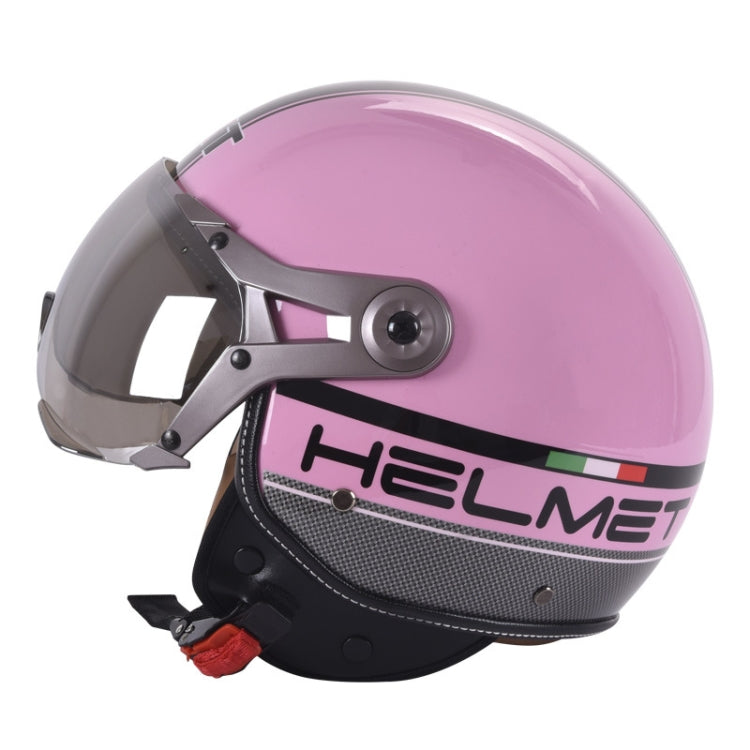 GXT Electric Vehicle Half Cover Helmet Four Seasons Retro Helmet, Size: L(Pink Flower)