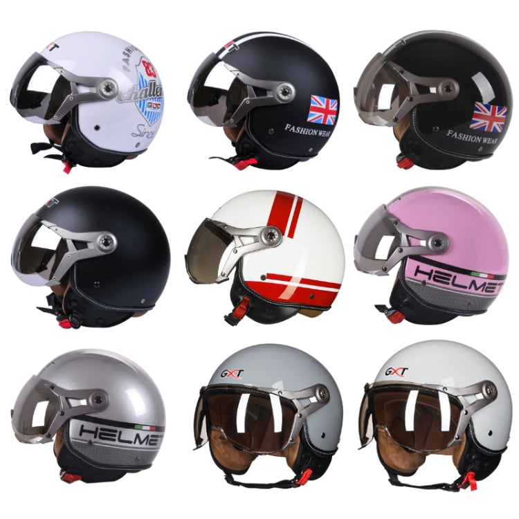 GXT Electric Vehicle Half Cover Helmet Four Seasons Retro Helmet, Size: M(Matte Black)