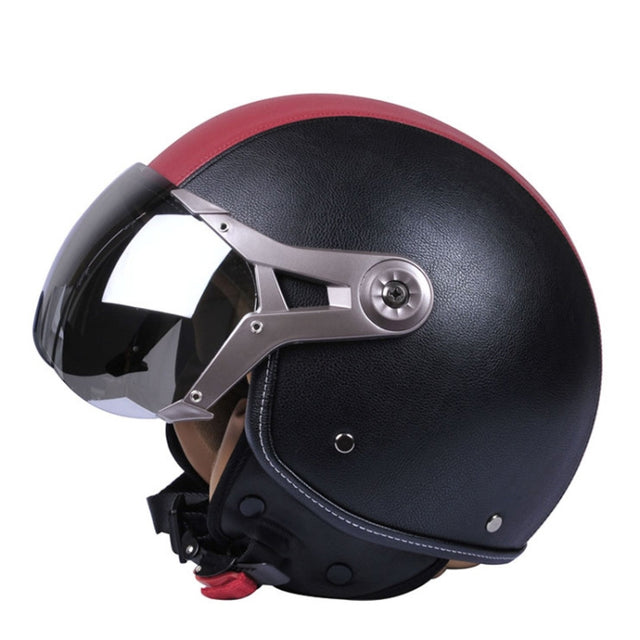 GXT Electric Vehicle Half Cover Four Seasons Retro Helmet, Size: XL(Black Red)