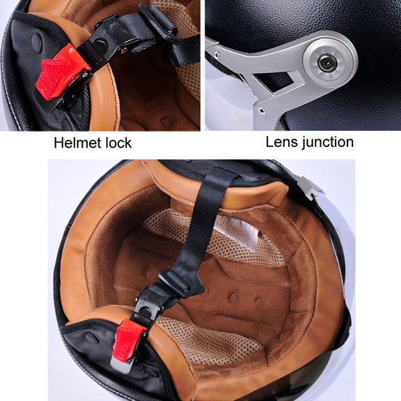 GXT Electric Vehicle Half Cover Four Seasons Retro Helmet, Size: M(Black White)